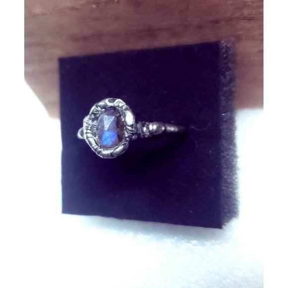 Blue faceted labradorite crystal Ring size 7 - Picture 7 of 12
